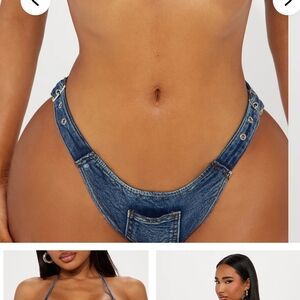 Denim Blue High-Cut Bikini Bottom